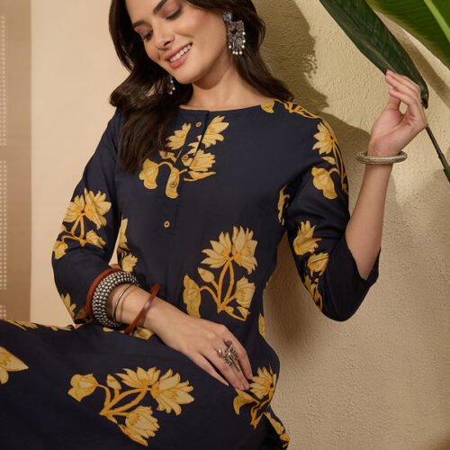 Navy Blue Floral Co-ord Set