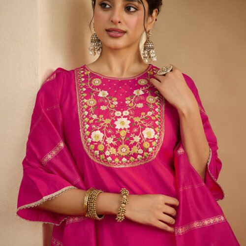 Pink Chanderi Silk Kurta Set