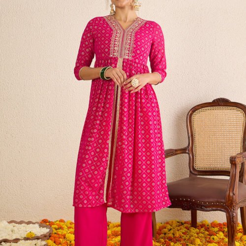 Pink Georgette Kurta with Palazzo