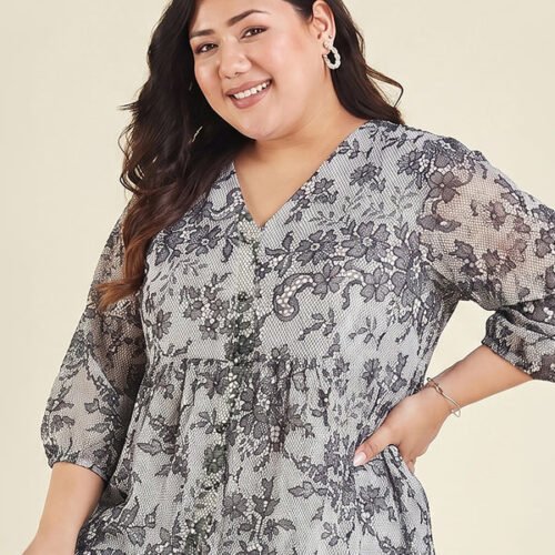 Plus Size White Floral Tunic