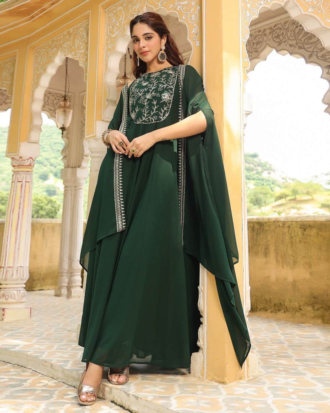 Embroidered Flared Kurta Suit Set | Ayat Closet - Image 4