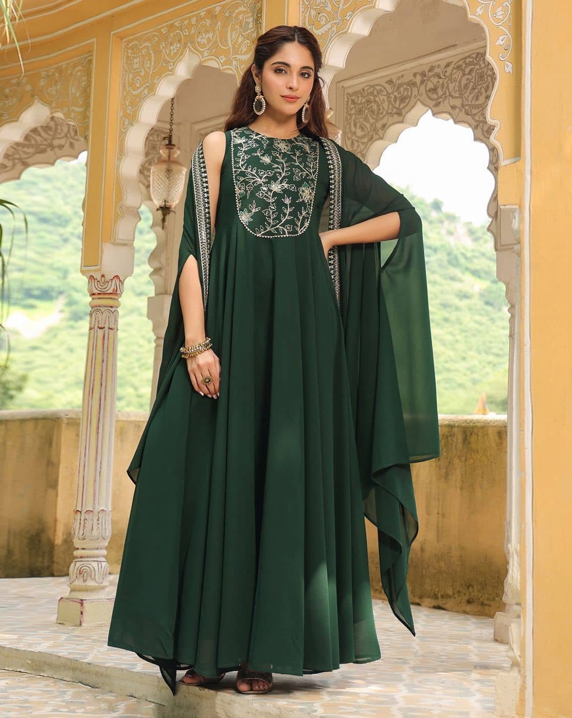 Embroidered Flared Kurta Suit Set | Ayat Closet - Image 7